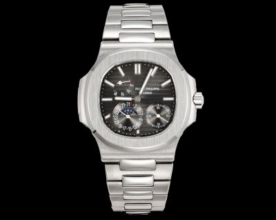 Patek Philippe Nautilus ladies Cal.240PS 40mm Silver Stainless Steel Strap Black Dial Watch